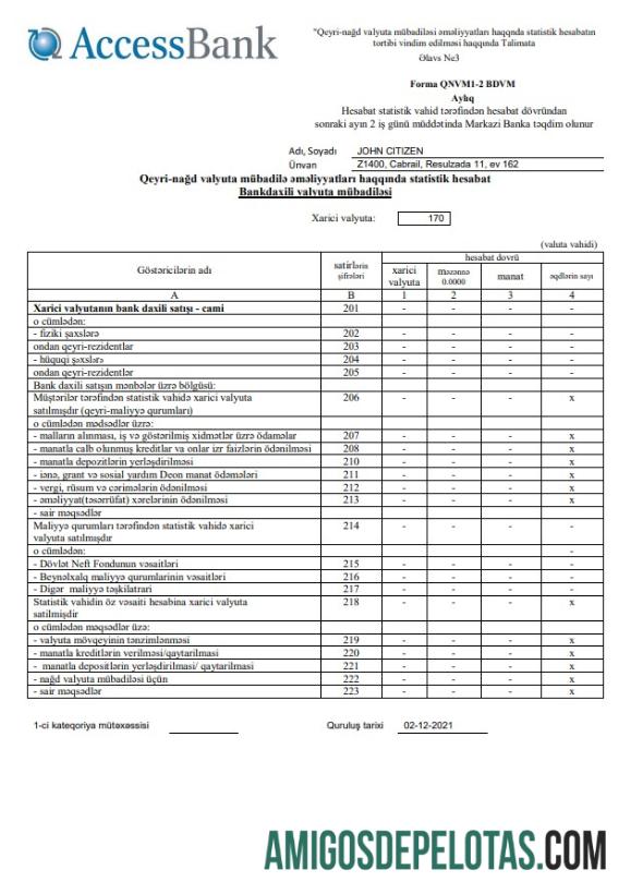 Azerbaijan Access Bank (azerbaijani) amostra