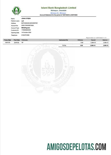 Modelo realista de Bangladesh Islami Bank Limited Word e PDF