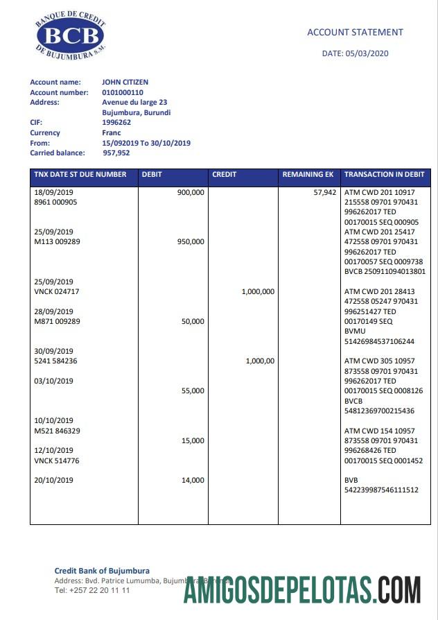 Exemplo do Banco de Crédito do Burundi de Bujumbura (2)