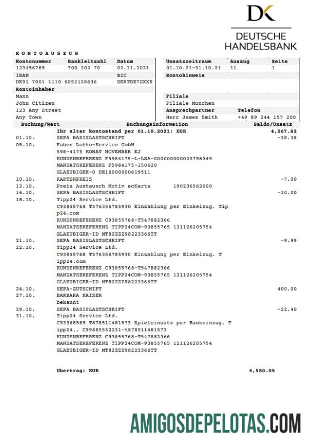 Exemplo do Deutsche Handelsbank da Alemanha