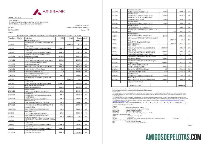 India Axis 2 Pages Excel Pdf modelo