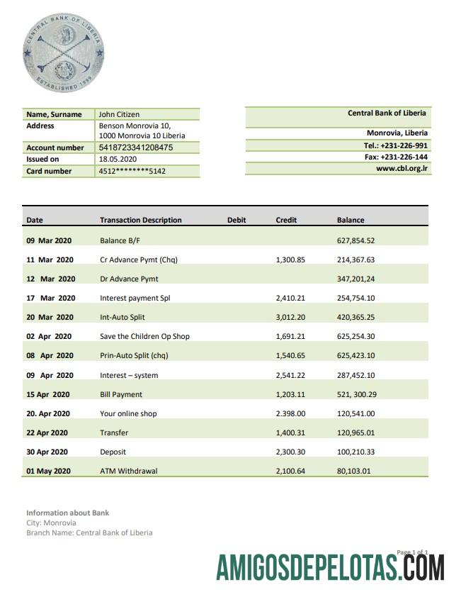 Liberia, Central Bank Of Liberia amostra