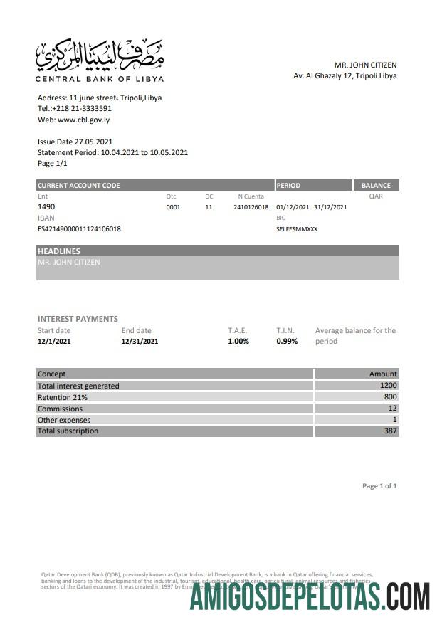 Libya Central Bank Of Libya Excel Pdf amostra