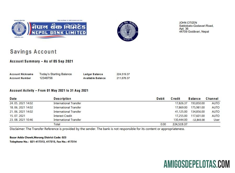 Nepal Bank Nepal Excel Pdf amostra