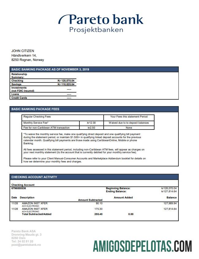 Exemplo do Banco Pareto da Noruega