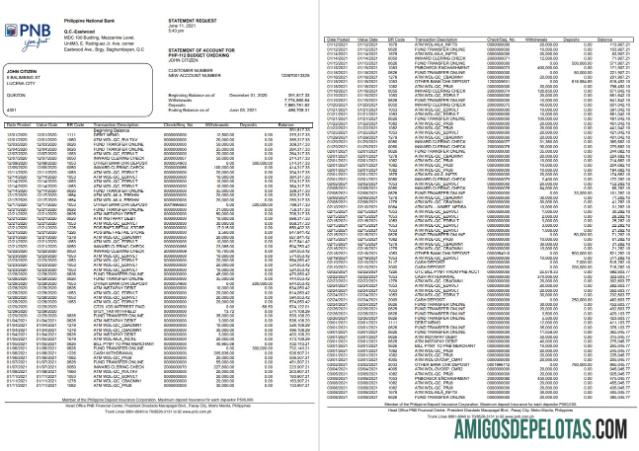 Exemplo do PNB Bank St das Filipinas
