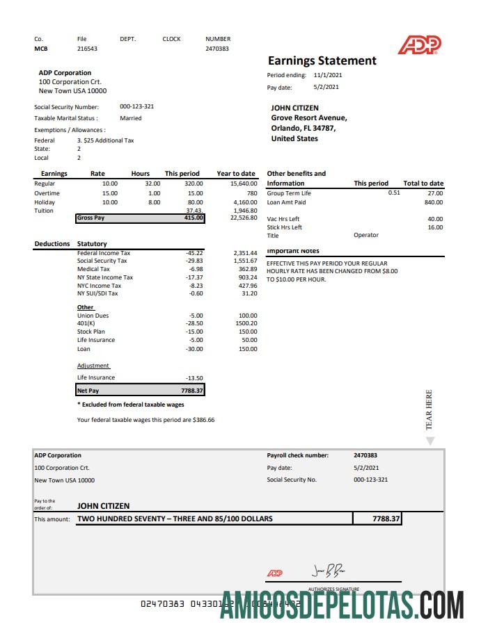 Ganhos da ADP nos EUA em. Exemplo de PDF do Excel