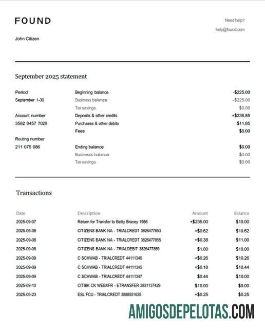 Modelo realista de extrato de conta encontrado nos EUA em Word e PDF