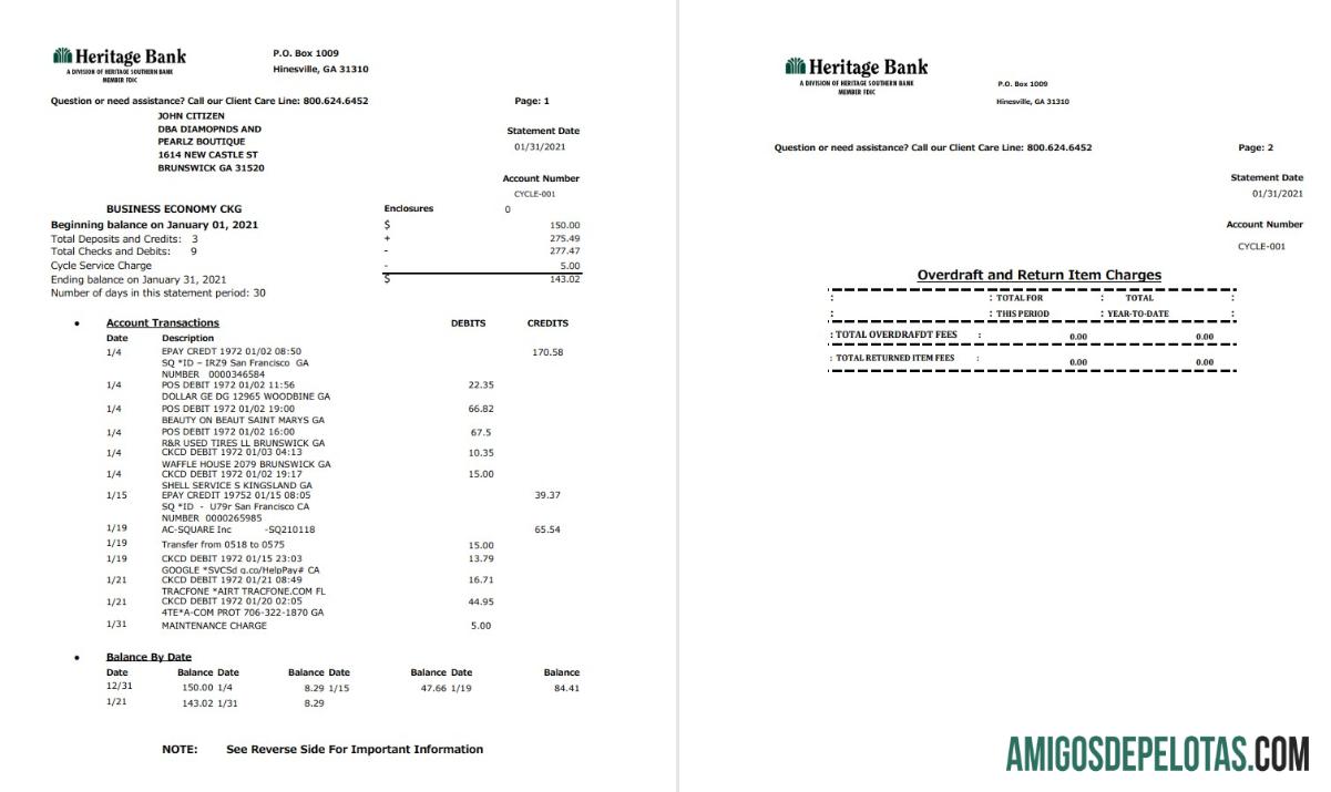 USA Heritage Excel Pdf modelo
