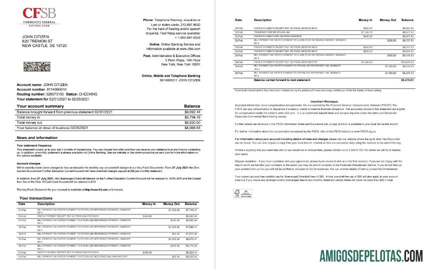 EUA Nova York CFSB 2 páginas Word modelo