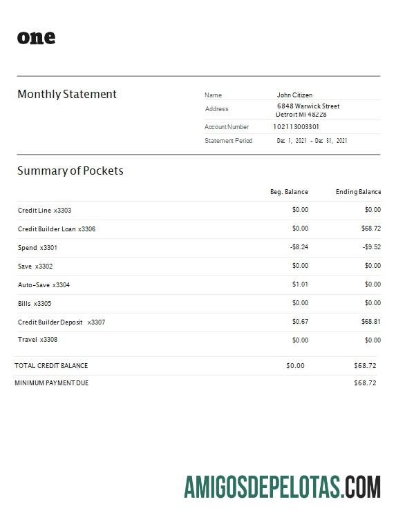 em branco EUA Um extrato bancário modelo Word e PDF, 4 páginas