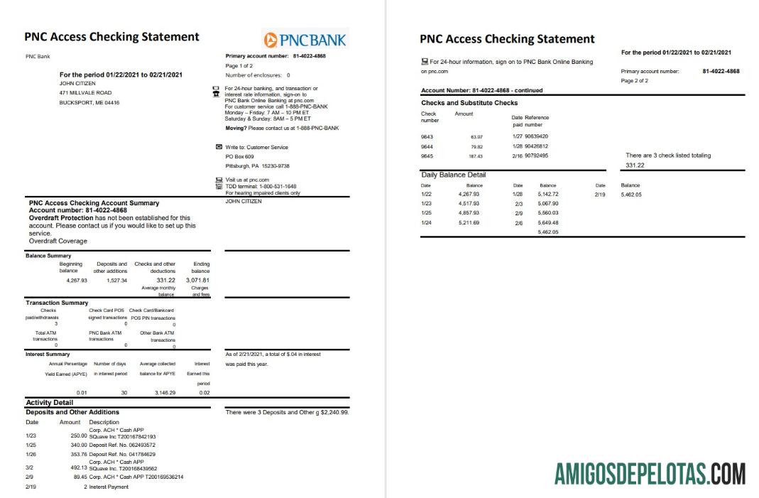 USA PNC 2 Pages Excel Pdf amostra