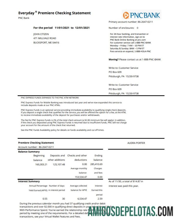 Exemplo de PNC Excel Pdf dos EUA
