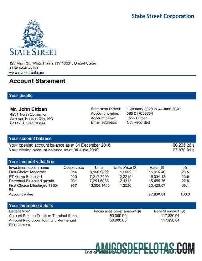USA State Street Corporation Doc Pdf amostra