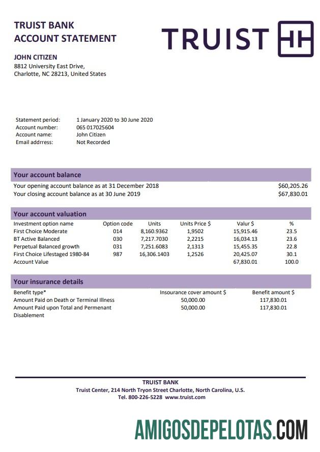 USA Truist Bank St amostra