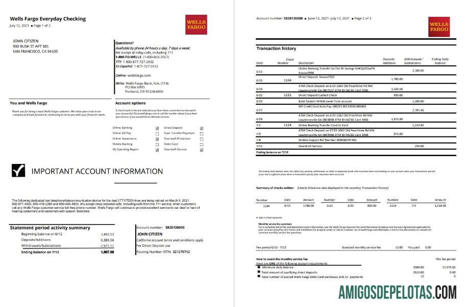 USA Wells Fargo 3 P amostra