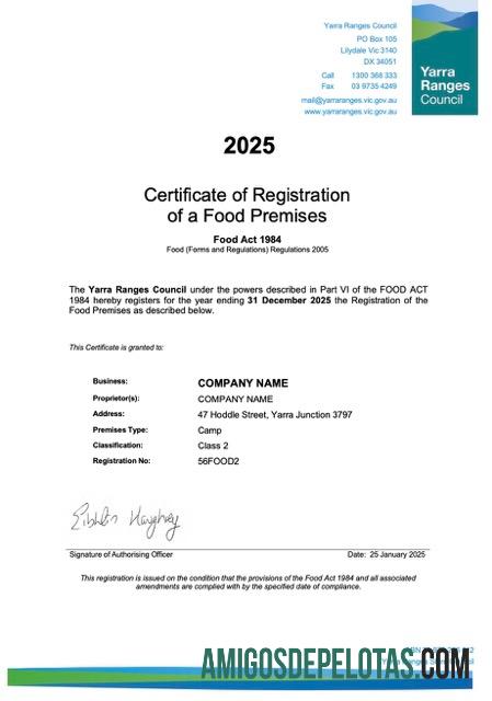 Certificado de registro da Austrália para download, modelo Word e PDF, versão 2