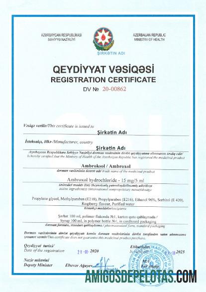 Azerbaijan Registration Certificate modelo