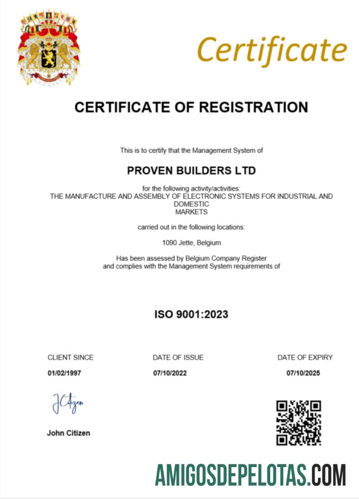 Certificado de registro da Bélgica para impressão, modelo Word e PDF