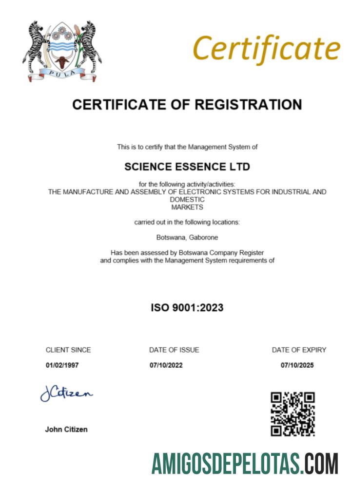 Certificado de registro de Botsuana para impressão, modelo Word e PDF
