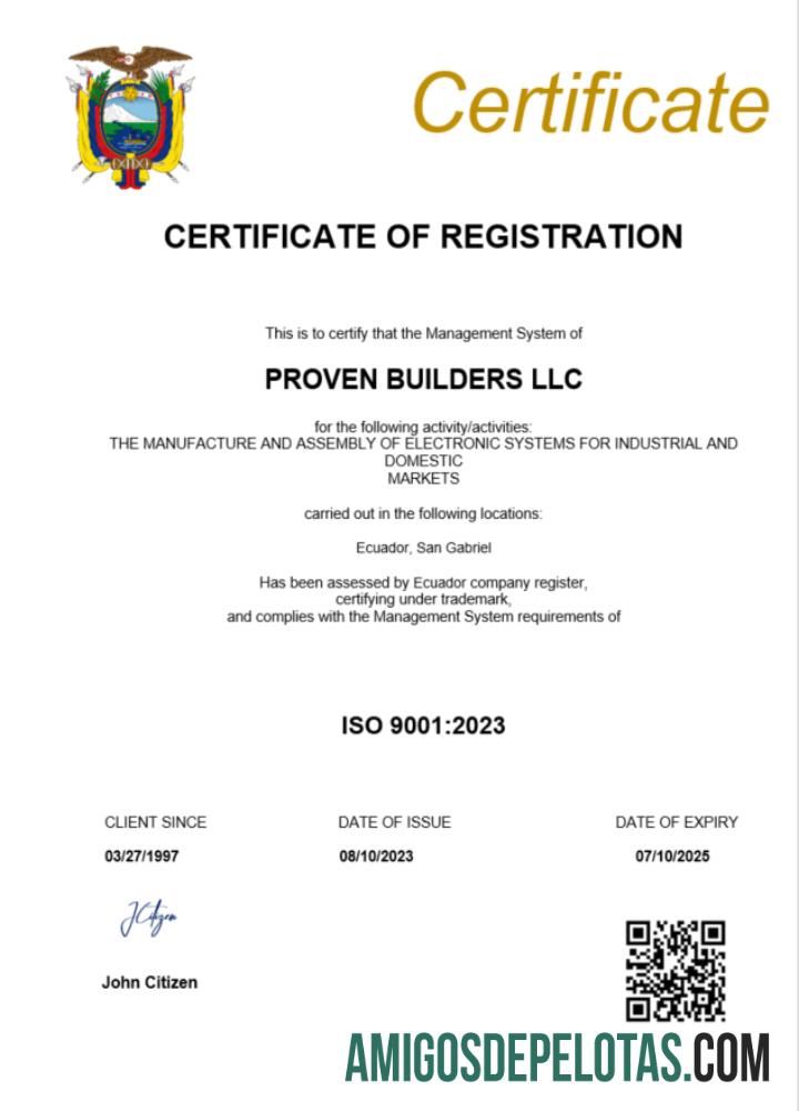 Modelo realista de certificado de registro do Equador Word e PDF