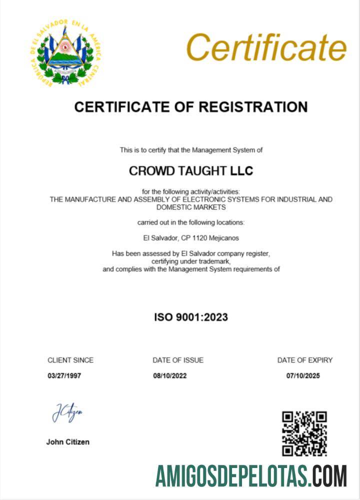 Em branco El Salvador Certificate Of Registration Word And PDF modelo