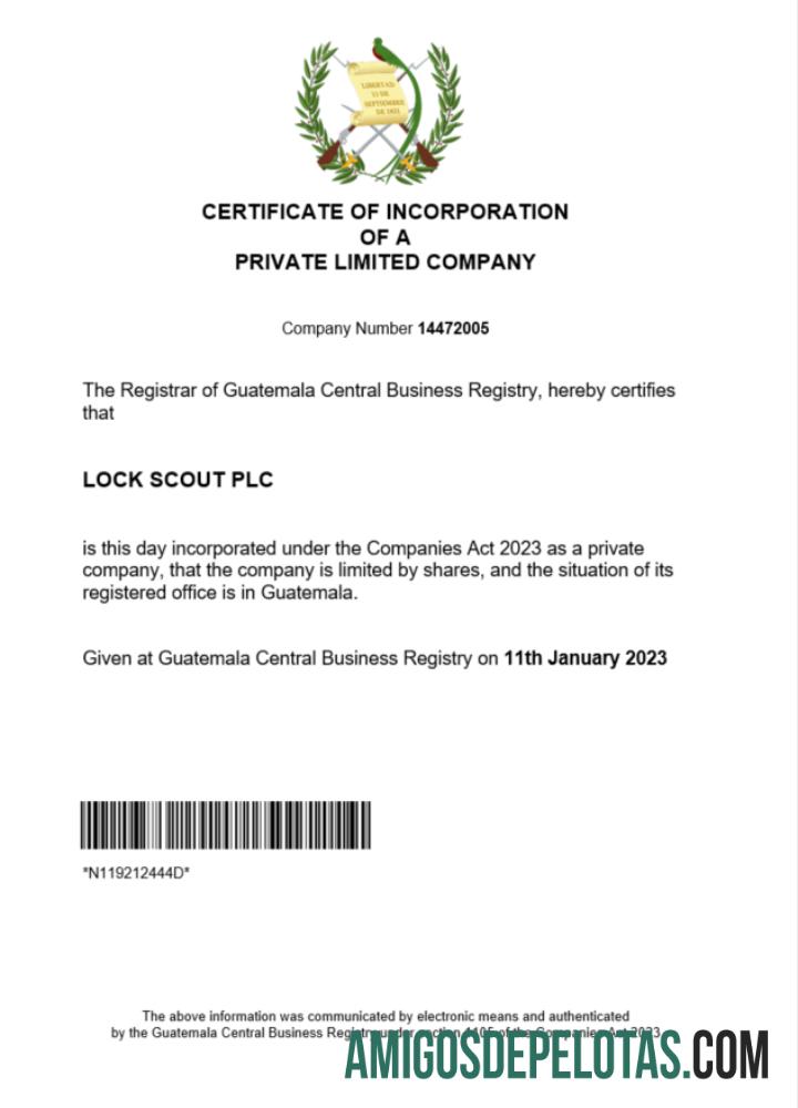 Modelo realista de certificado de registro da Guatemala em Word e PDF