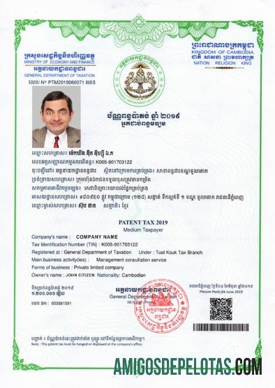 Kambodia Certificate Of Registration amostra