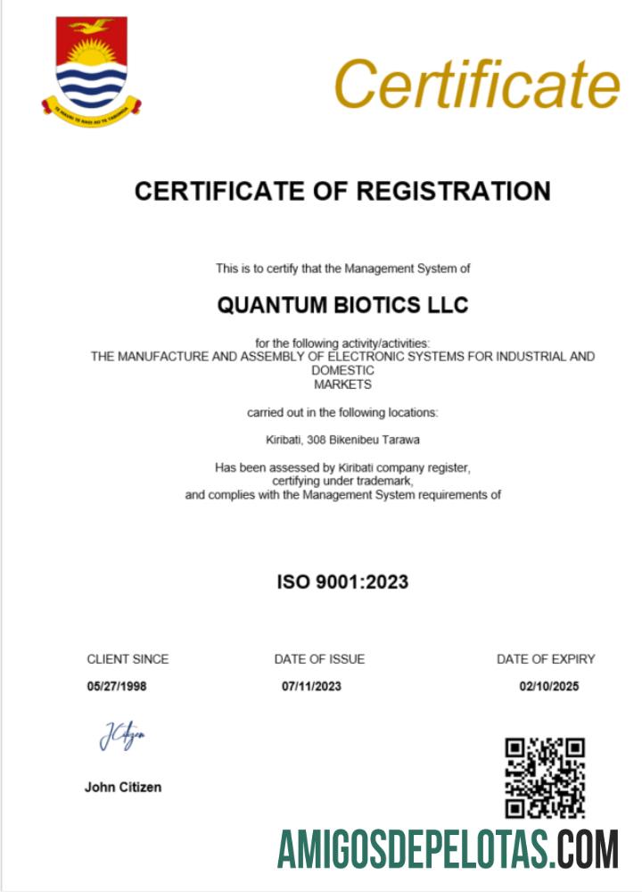 Certificado de registro comercial de Kiribati para download, modelo Word e PDF