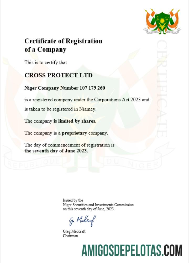 Certificado de registro comercial do Níger para download, modelo Word e PDF