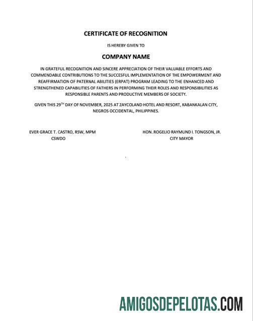 Certificado de reconhecimento realista das Filipinas modelo Word e PDF