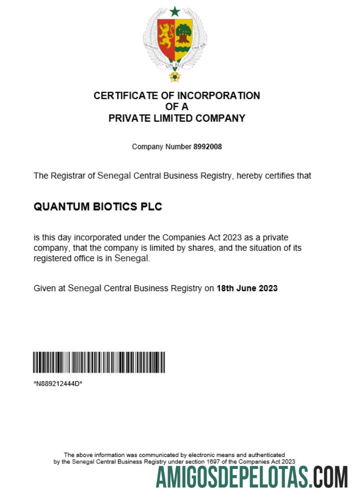 Certificado de registro comercial do Senegal para download, modelo Word e PDF