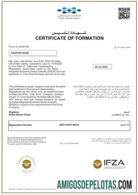 Certificado de formação em branco dos Emirados Árabes Unidos modelo Word e PDF