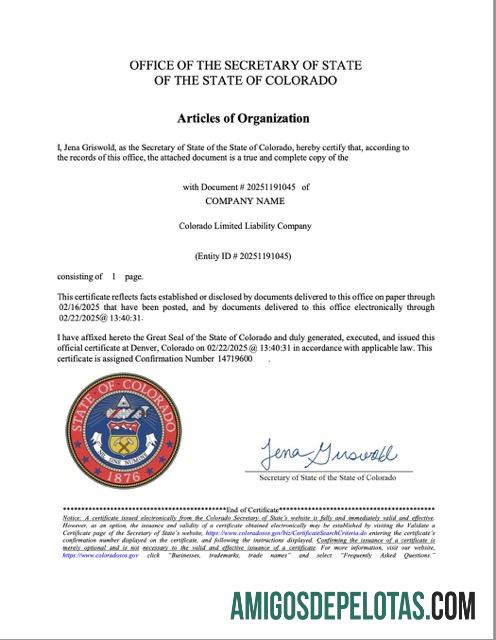 Artigos de organização para impressão nos EUA Colorado modelo Word e PDF