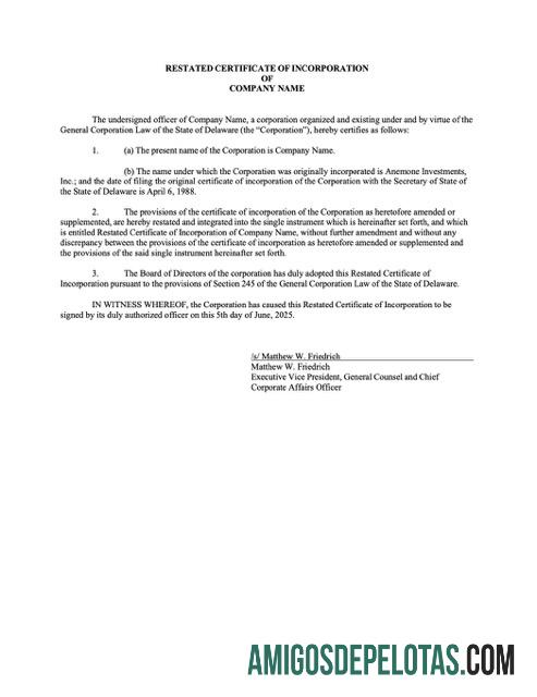 Certificado de Incorporação dos EUA Delaware para download, modelo Word e PDF