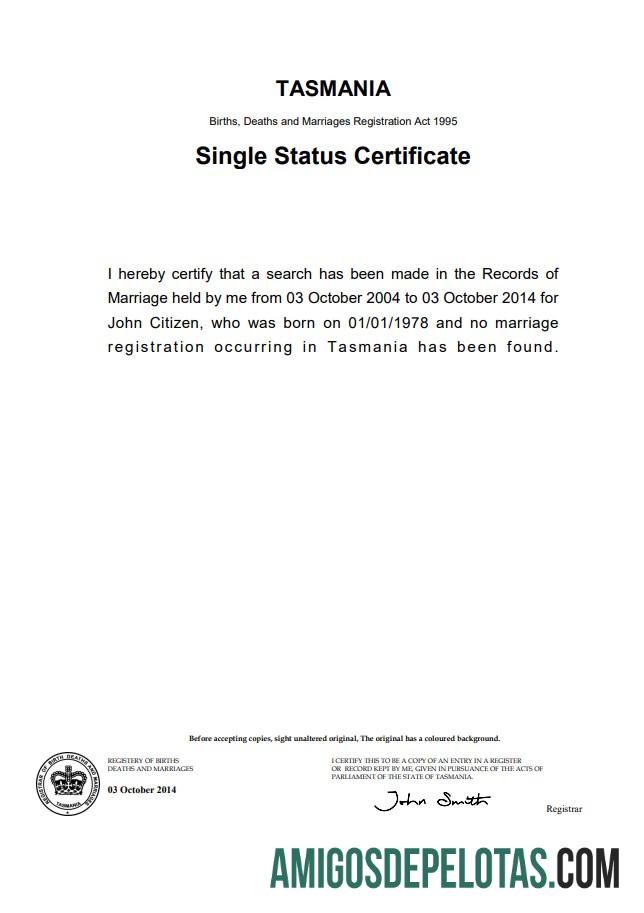 Imprimível modelo de certificado de divórcio Austrália Tasmânia em Word