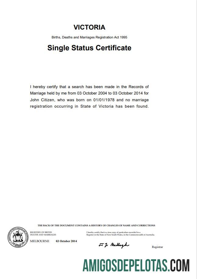 Em branco modelo de certificado de divórcio Austrália Victoria no Word