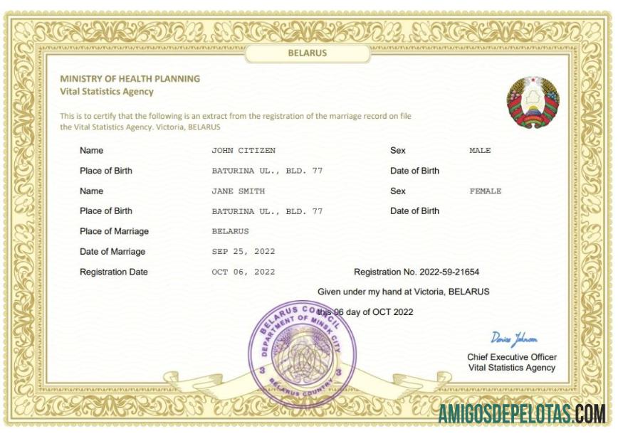 para download Modelo Word e PDF de certidão de casamento na Bielorrússia