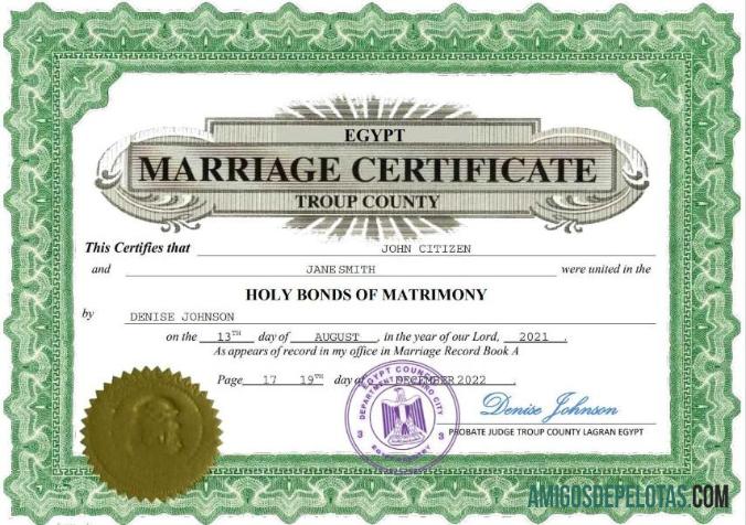para download Modelo Word e PDF de certidão de casamento no Egito