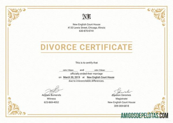 Certidão de divórcio do tribunal da Inglaterra e Nova Inglaterra baixar para verificação