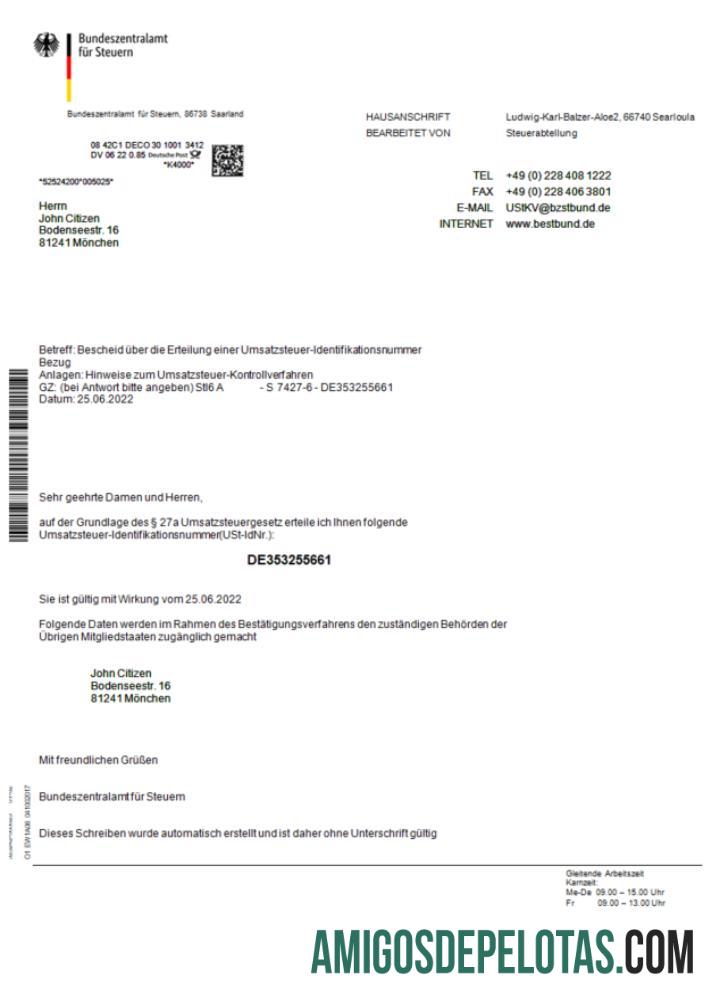 para download Escritório Central Federal da Alemanha para modelo Word e PDF de certificado fiscal