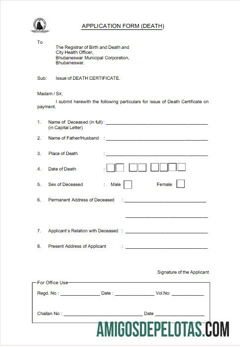 Registrador de Nascimento e Óbito da Índia e Certidão de Óbito de Oficial Saudável da Cidade amostra