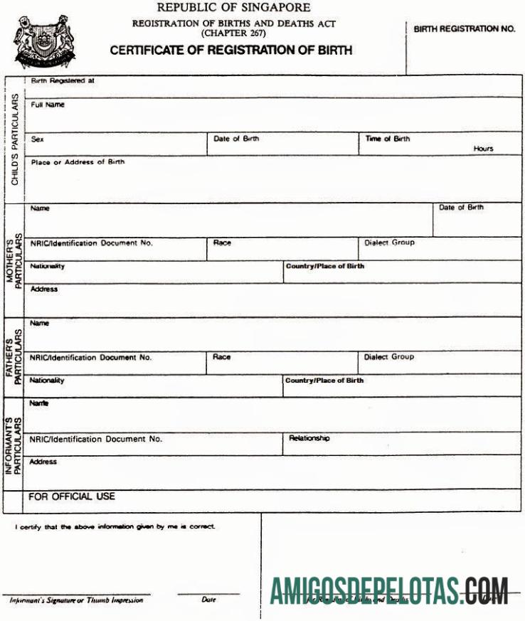 Registro de Nascimentos e Certidão de Óbito em Cingapura baixar para verificação