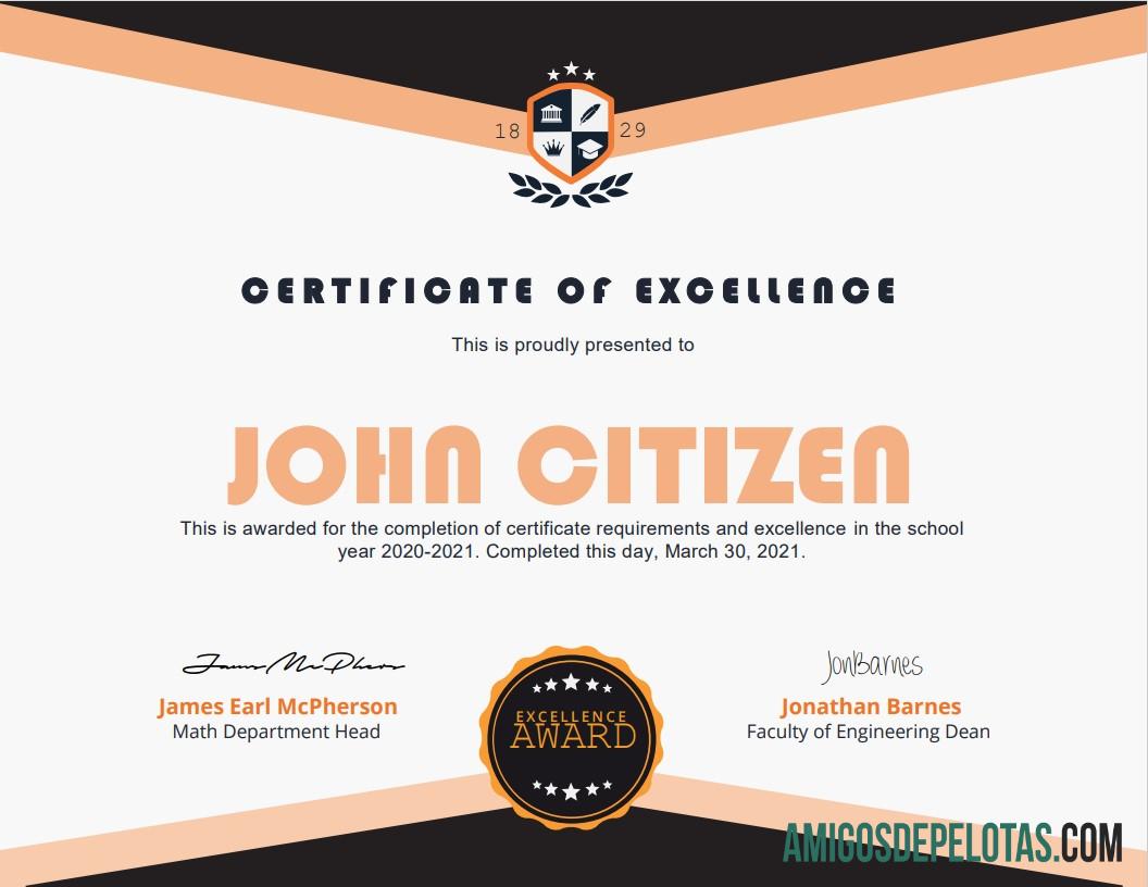 Certificado Acadêmico dos EUA exemplo real