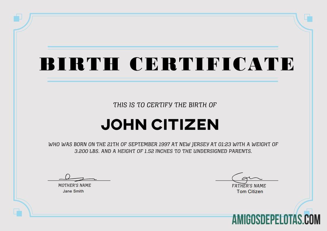 para download Modelo de certidão de nascimento nos EUA em formato Word e PDF