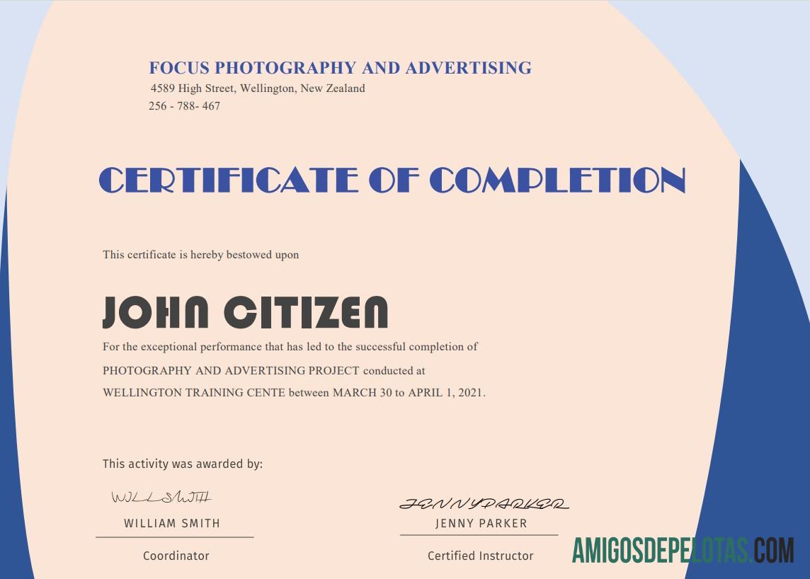 Em branco modelo de certificado de conclusão dos EUA em formato Word e PDF