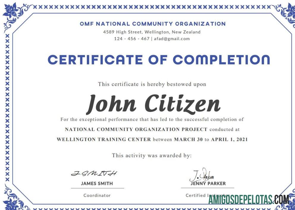 para download Modelo de certificado de conclusão dos EUA em formato Word e PDF, versão 3