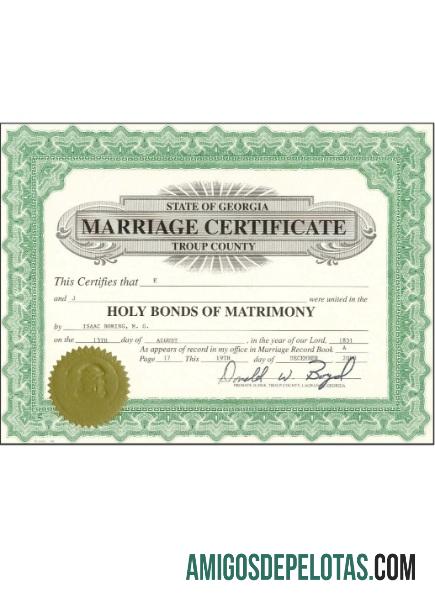 Certificado de casamento nos EUA e Geórgia modelo