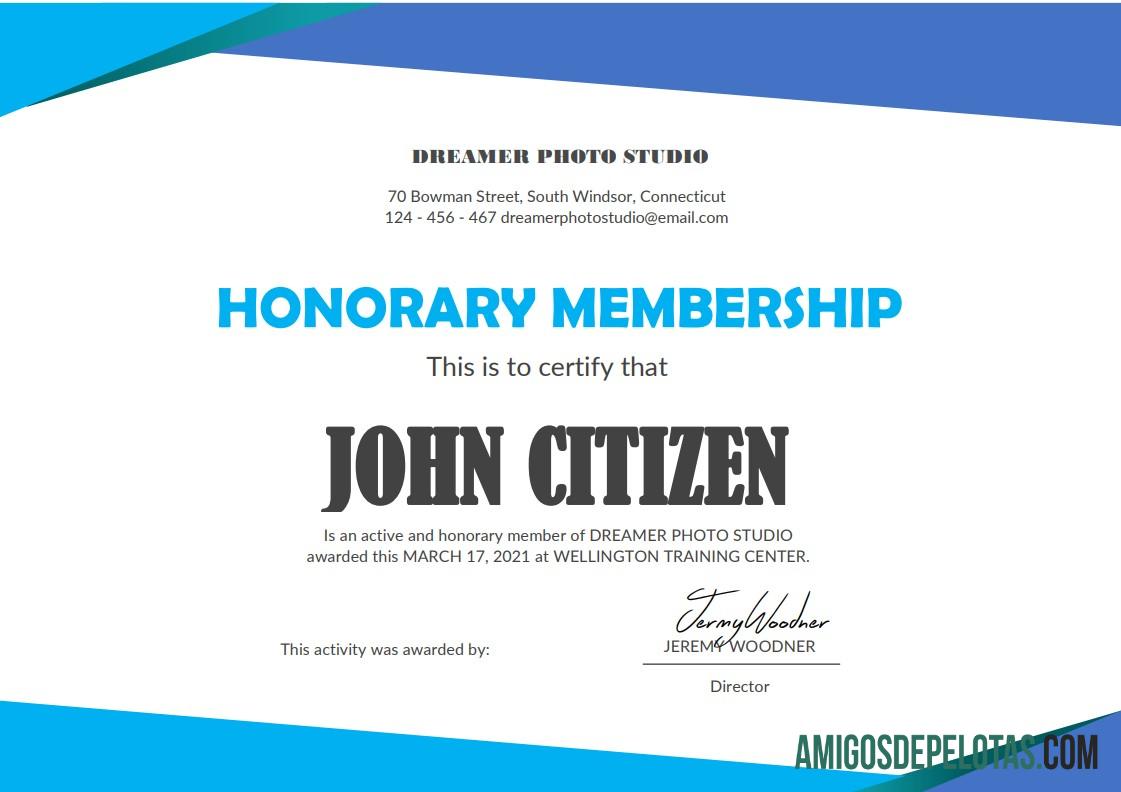 para download Modelo de certificado de membro honorário dos EUA em Word