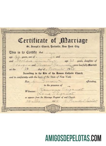 Certidão de casamento dos EUA em Nova York baixar para verificação